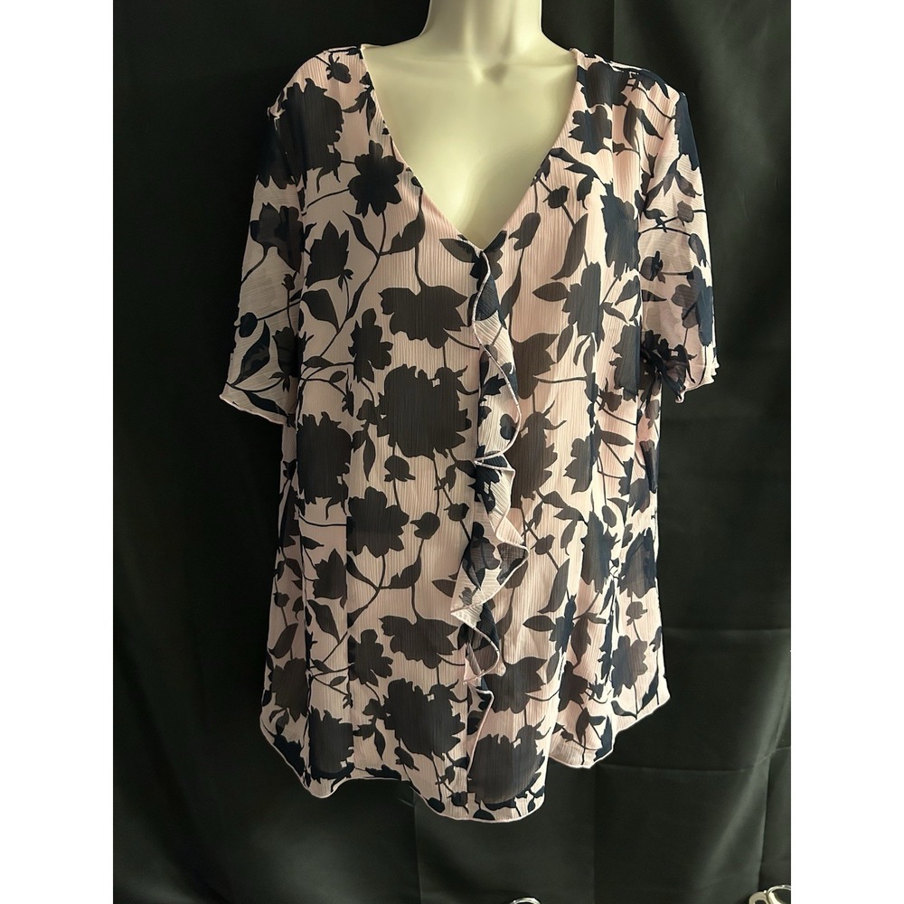 New 2X Sag Harbor Woman Ruffled Flair Top #1821*8